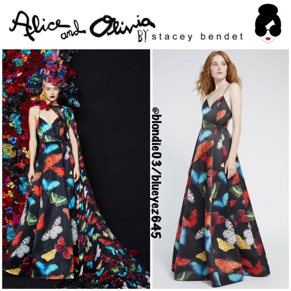 Alice + Olivia Dresses & Skirts - Alice + Olivia “Joss” v-neck butterfly gown 0 NWT